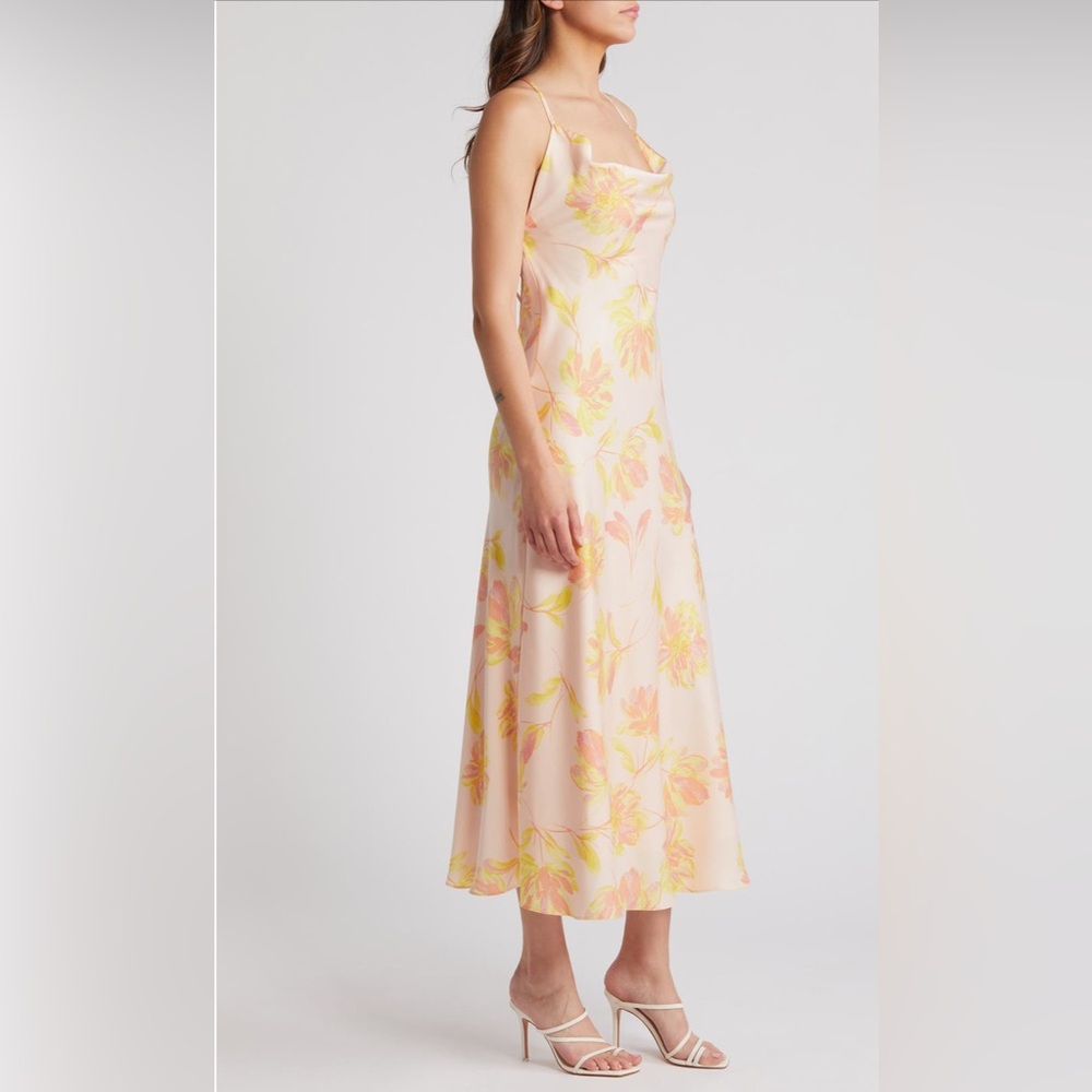 New! WAYF Nordstrom Lolita Cowl Neck Satin Gown Size Women’s medium - Picture 5 of 13